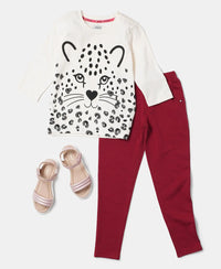 Super Combed Cotton Graphic Printed Three Quarter Sleeve T-Shirt - Gardenia Spot Print-4