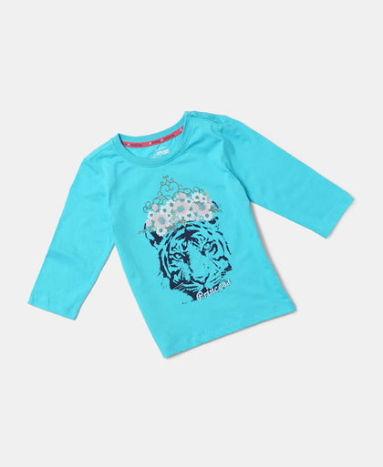 Super Combed Cotton Graphic Printed Three Quarter Sleeve T-Shirt - JTeal Spot Print-5