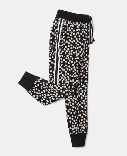 Super Combed Cotton French Terry Printed Slim Fit Joggers - Black Printed-5
