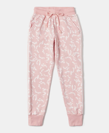 Super Combed Cotton French Terry Printed Slim Fit Joggers - Coral Cloud AOP-1