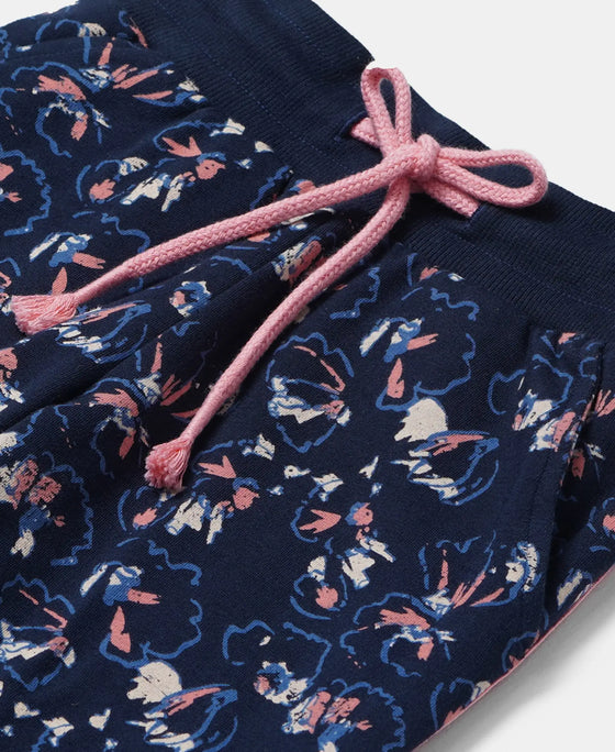 Super Combed Cotton French Terry Printed Slim Fit Joggers - Navy Printed-3