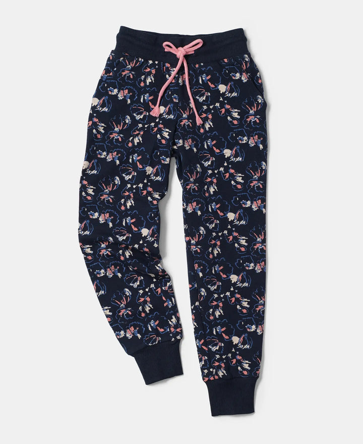 Super Combed Cotton French Terry Printed Slim Fit Joggers - Navy Printed-5