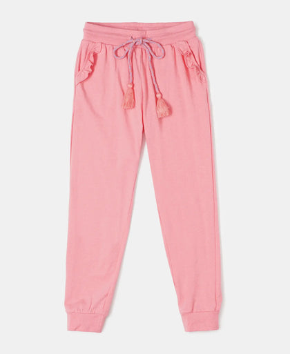 Super Combed Cotton Elastane Slim Fit Joggers - Salmon Rose Melange-1