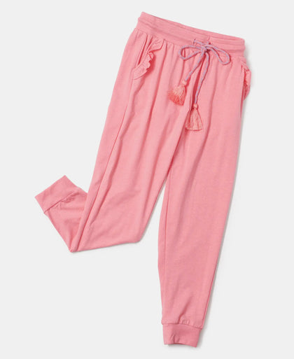 Super Combed Cotton Elastane Slim Fit Joggers - Salmon Rose Melange-5