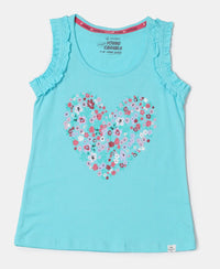 Super Combed Cotton Graphic Printed Tank Top - Blue Radiance-1