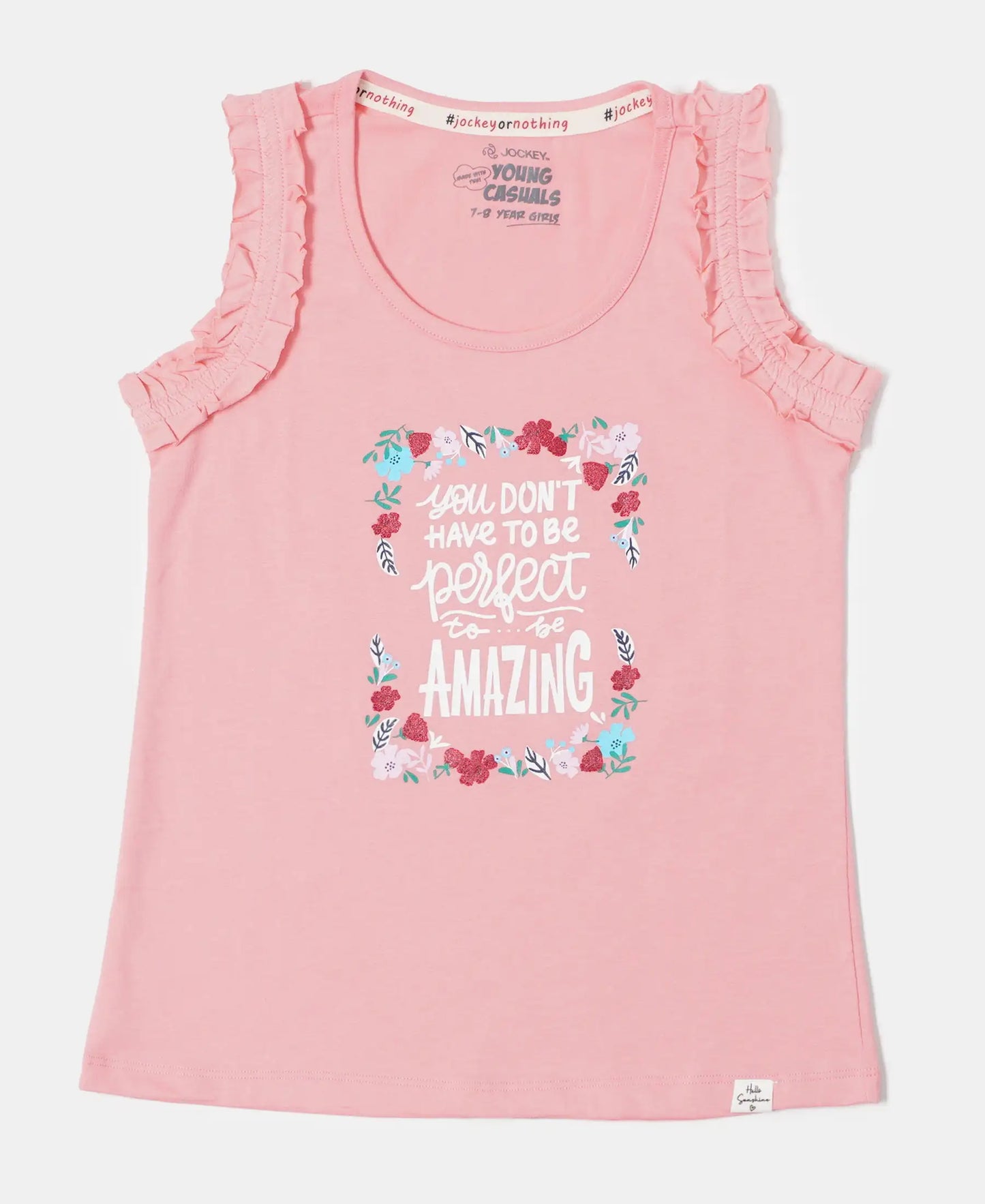 Super Combed Cotton Graphic Printed Tank Top - Flamingo Pink-1