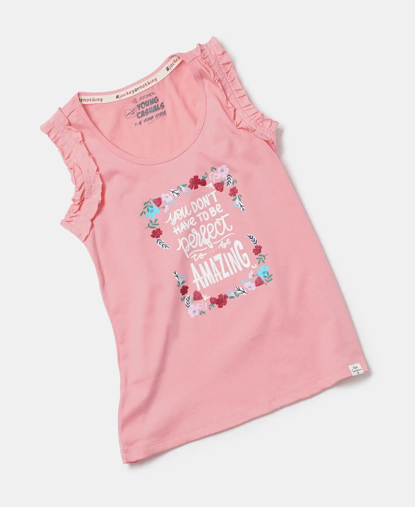 Super Combed Cotton Graphic Printed Tank Top - Flamingo Pink-5
