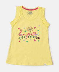 Super Combed Cotton Graphic Printed Tank Top - Yellow Cream-1