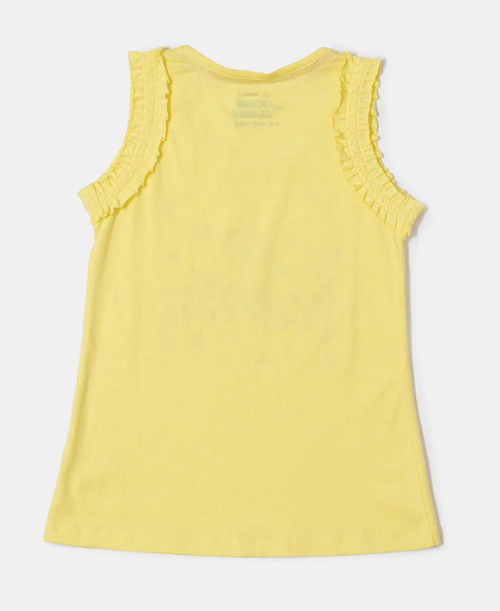 Super Combed Cotton Graphic Printed Tank Top - Yellow Cream-2