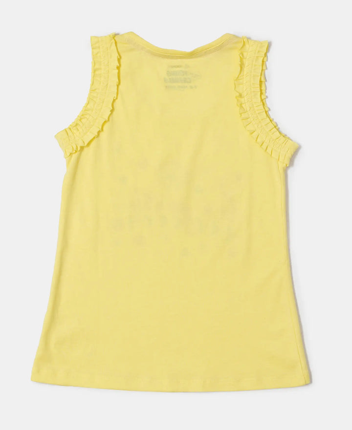 Super Combed Cotton Graphic Printed Tank Top - Yellow Cream-2