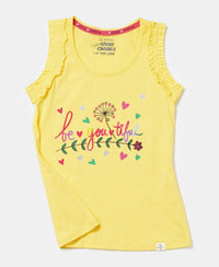 Super Combed Cotton Graphic Printed Tank Top - Yellow Cream-5