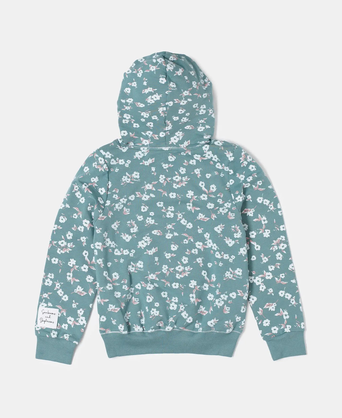 Super Combed Cotton Elastane French Terry Printed Hoodie Sweatshirt - Mineral Blue Printed-2