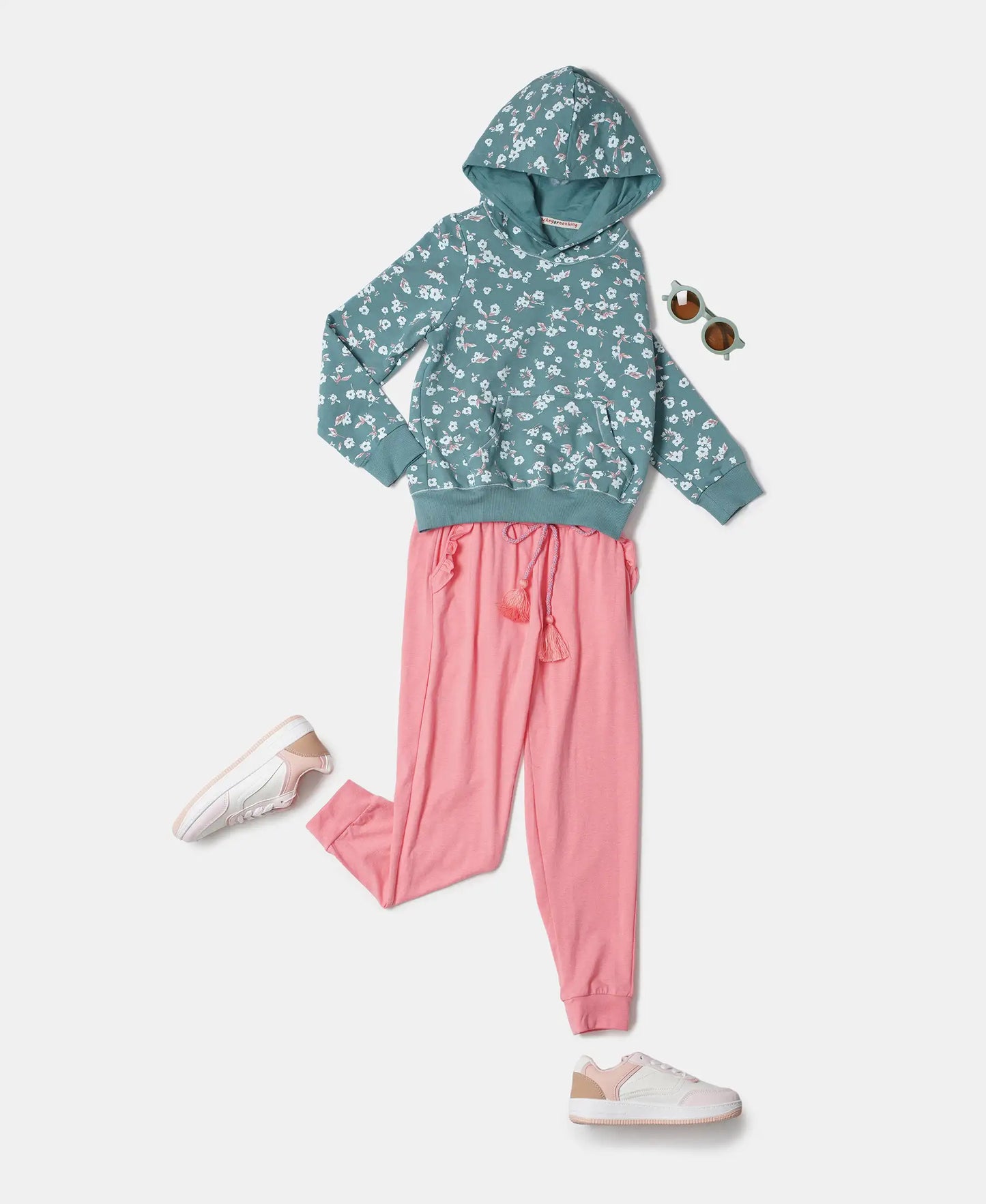 Super Combed Cotton Elastane French Terry Printed Hoodie Sweatshirt - Mineral Blue Printed-4