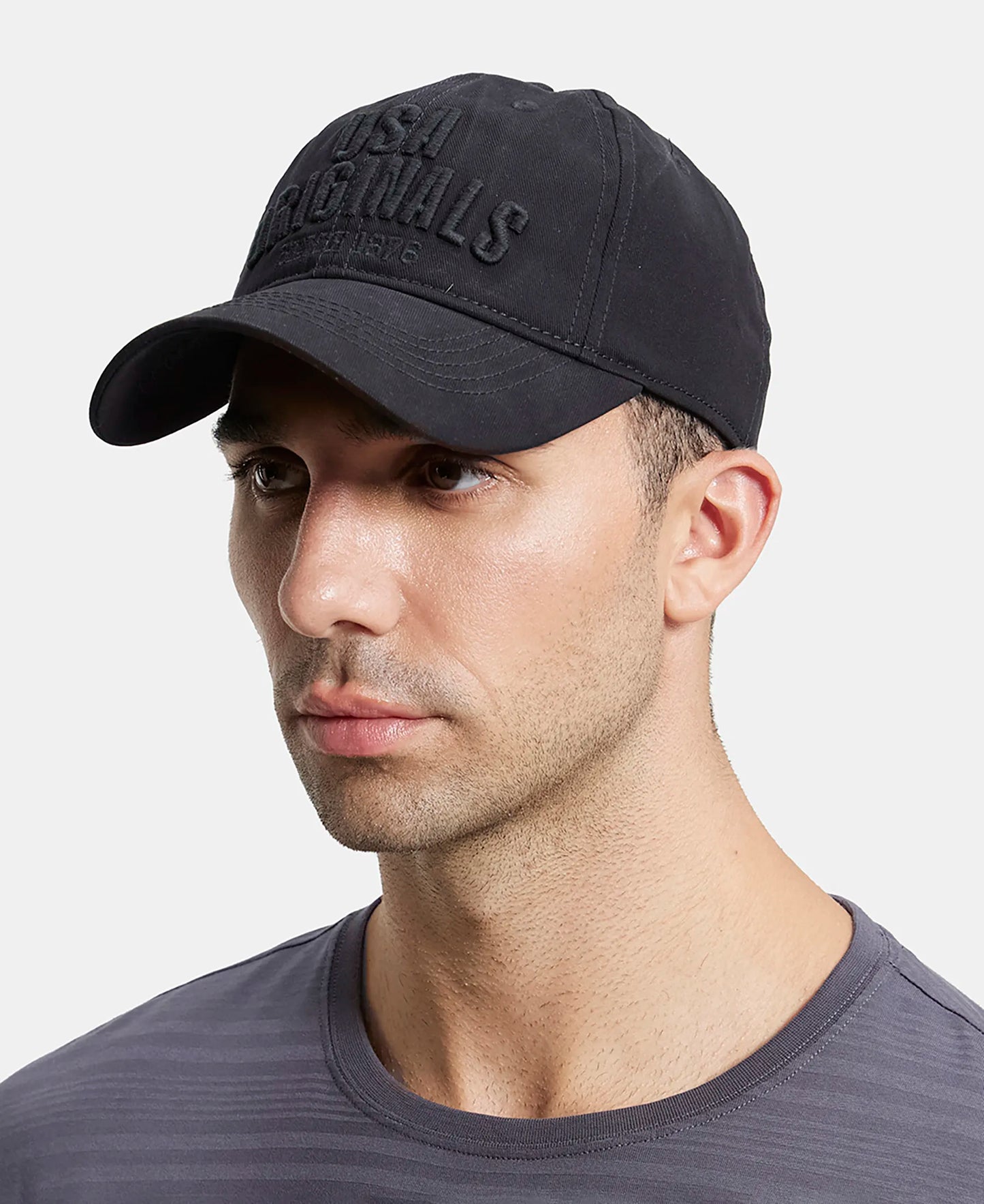 Super Combed Cotton Solid Cap with Adjustable Back Closure - Black-4