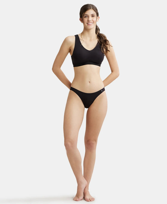 Wirefree Padded Super Combed Cotton Elastane Full Coverage Sleep Bra with Removable Pads - Black-4