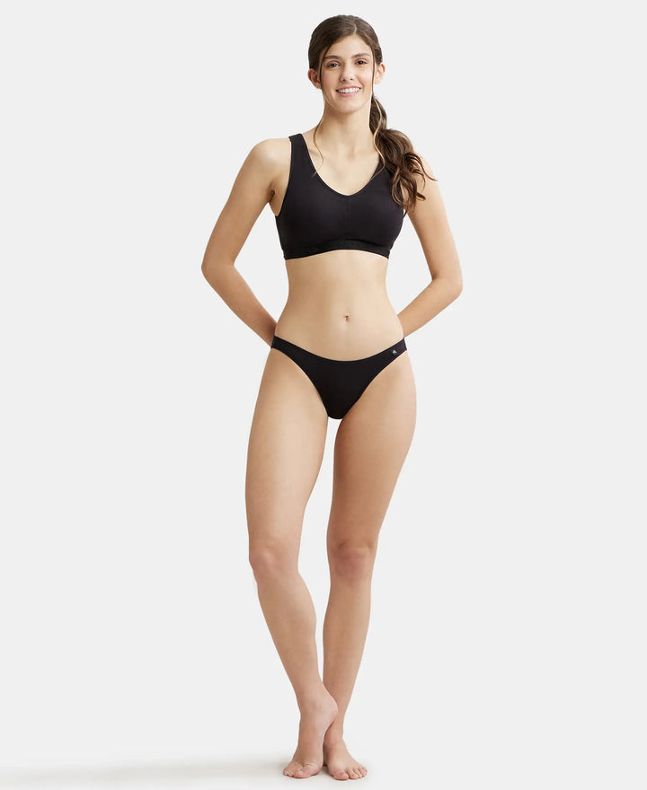 Wirefree Padded Super Combed Cotton Elastane Full Coverage Sleep Bra with Removable Pads - Black-4