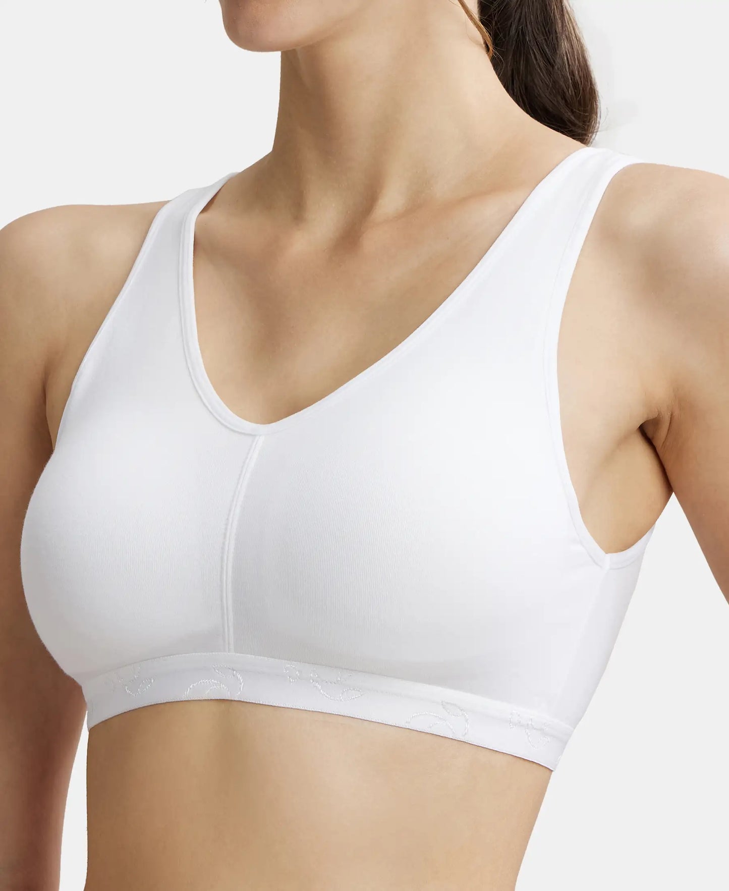 Wirefree Padded Super Combed Cotton Elastane Full Coverage Sleep Bra with Removable Pads - White-7