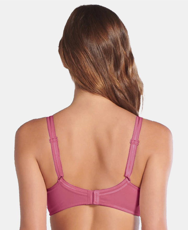 Wirefree Non Padded Super Combed Cotton Elastane Full Coverage Nursing Bra with Front Clasp Opening - Rose Wine-2