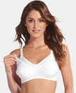 Wirefree Non Padded Super Combed Cotton Elastane Full Coverage Nursing Bra with Front Clasp Opening - White-1