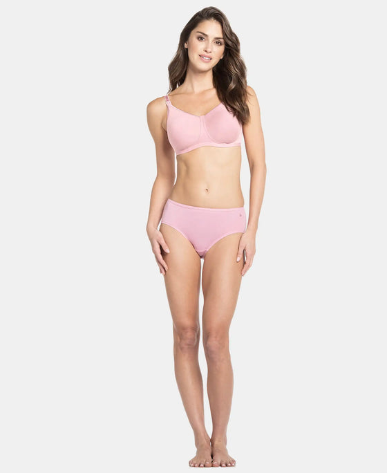 Wirefree Non Padded Super Combed Cotton Elastane Full Coverage Nursing Bra with Front Clasp Opening - Candy Pink-4