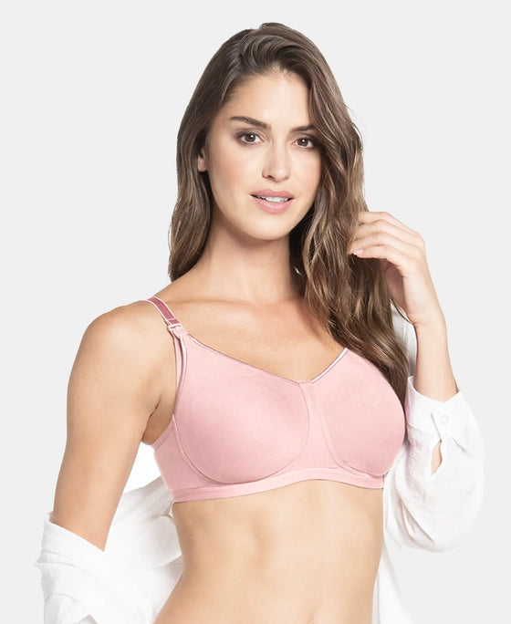 Wirefree Non Padded Super Combed Cotton Elastane Full Coverage Nursing Bra with Front Clasp Opening - Candy Pink-5