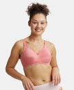 Wirefree Non Padded Super Combed Cotton Elastane Full Coverage Plus Size Bra with Side Panel Support - Blush Pink-1