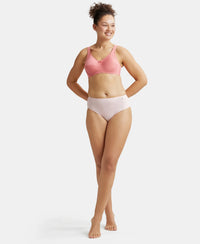 Wirefree Non Padded Super Combed Cotton Elastane Full Coverage Plus Size Bra with Side Panel Support - Blush Pink-4