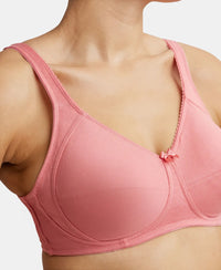 Wirefree Non Padded Super Combed Cotton Elastane Full Coverage Plus Size Bra with Side Panel Support - Blush Pink-7
