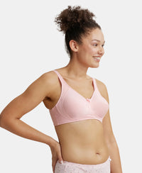 Wirefree Non Padded Super Combed Cotton Elastane Full Coverage Plus Size Bra with Side Panel Support - Candy Pink-2
