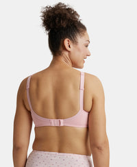 Wirefree Non Padded Super Combed Cotton Elastane Full Coverage Plus Size Bra with Side Panel Support - Candy Pink-3