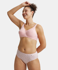 Wirefree Non Padded Super Combed Cotton Elastane Full Coverage Plus Size Bra with Side Panel Support - Candy Pink-5
