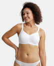 Wirefree Non Padded Super Combed Cotton Elastane Full Coverage Plus Size Bra with Side Panel Support - White-1