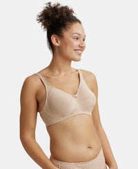 Wirefree Non Padded Super Combed Cotton Elastane Full Coverage Plus Size Bra with Side Panel Support - Light Skin-2