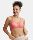 Wirefree Non Padded Super Combed Cotton Elastane Full Coverage Plus Size Bra with Lace Styling - Blush Pink-1
