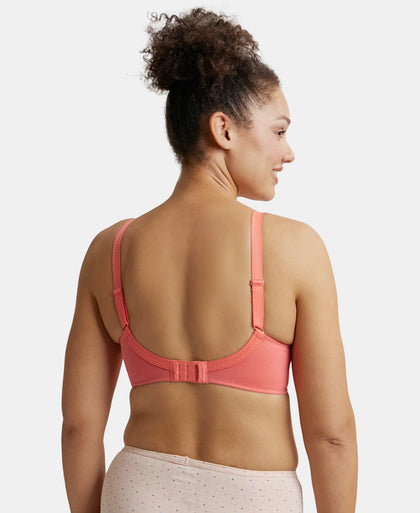 Wirefree Non Padded Super Combed Cotton Elastane Full Coverage Plus Size Bra with Lace Styling - Blush Pink-3