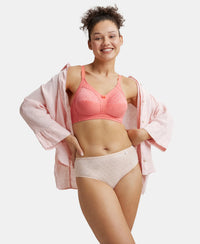 Wirefree Non Padded Super Combed Cotton Elastane Full Coverage Plus Size Bra with Lace Styling - Blush Pink-5