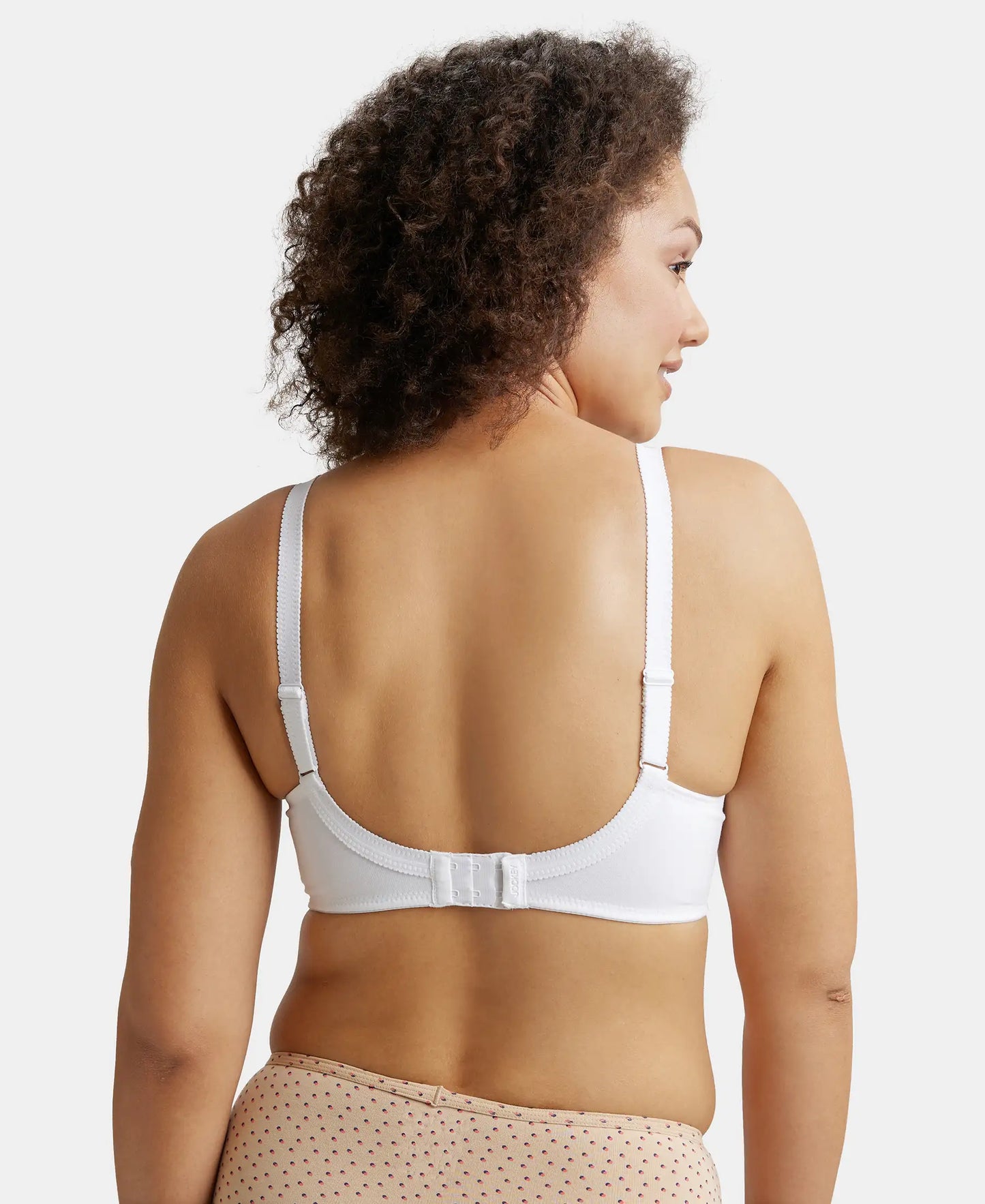 Wirefree Non Padded Super Combed Cotton Elastane Full Coverage Plus Size Bra with Lace Styling - White-3