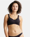 Wirefree Non Padded Super Combed Cotton Elastane Full Coverage Plus Size Bra Plush Lining Cup - Black-1