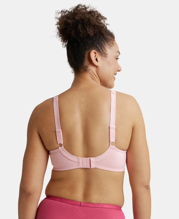 Wirefree Non Padded Super Combed Cotton Elastane Full Coverage Plus Size Bra Plush Lining Cup - Candy Pink-3
