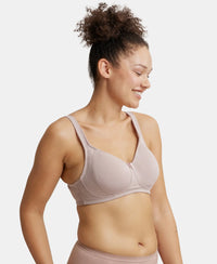 Under-Wired Non-Padded Soft Touch Microfiber Elastane Full Coverage Minimizer Bra with Broad Wings - White-2
