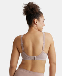 Under-Wired Non-Padded Soft Touch Microfiber Elastane Full Coverage Minimizer Bra with Broad Wings - White-3