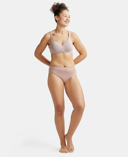 Under-Wired Non-Padded Soft Touch Microfiber Elastane Full Coverage Minimizer Bra with Broad Wings - White-4