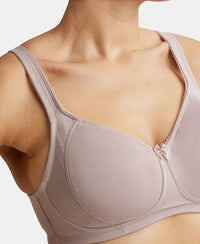 Under-Wired Non-Padded Soft Touch Microfiber Elastane Full Coverage Minimizer Bra with Broad Wings - White-6