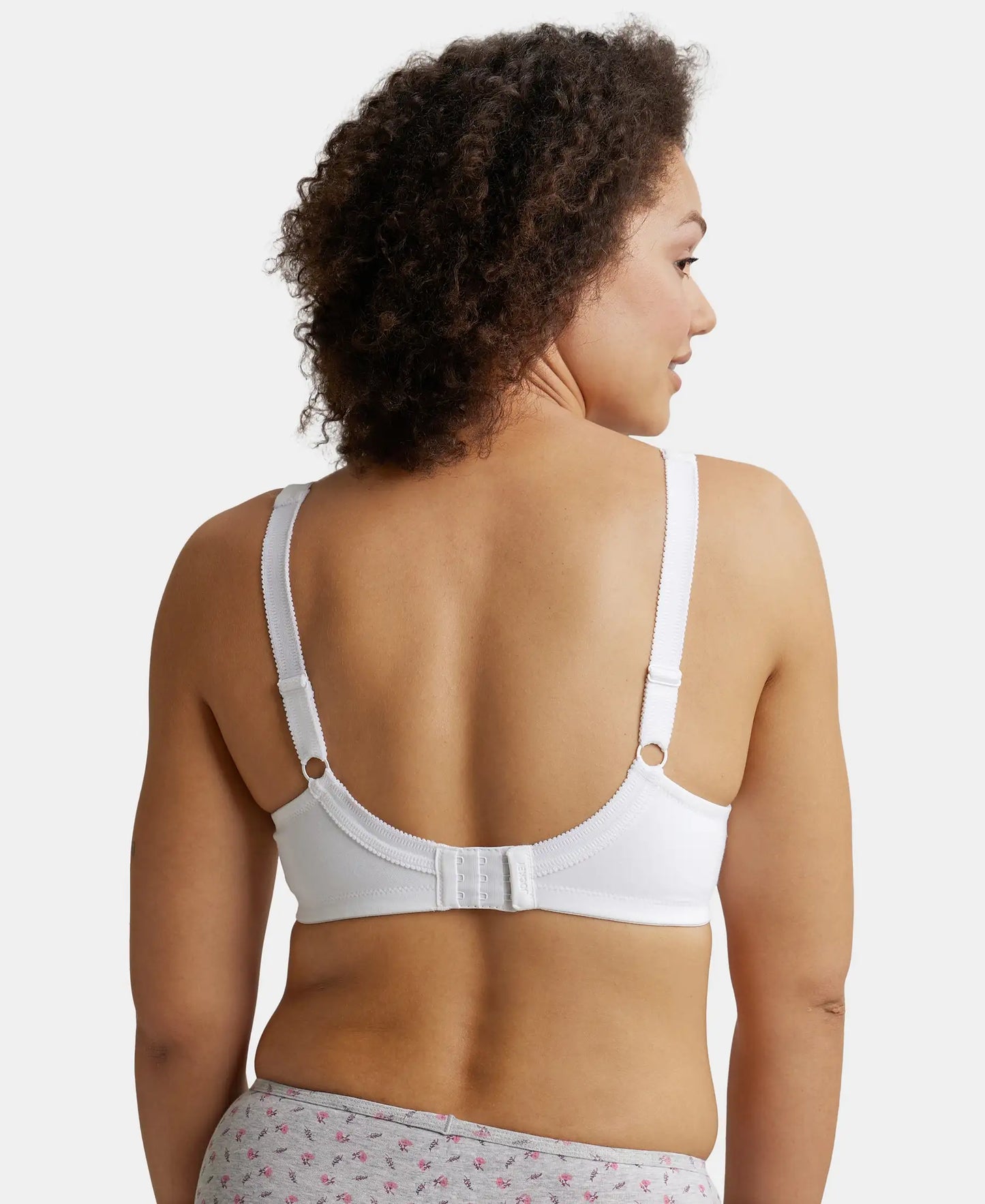 Wirefree Non Padded Super Combed Cotton Elastane Full Coverage Plus Size Bra Plush Lining Cup - White-3