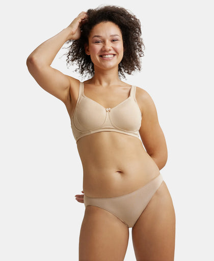 Wirefree Non Padded Super Combed Cotton Elastane Full Coverage Plus Size Bra Plush Lining Cup - Skin-6