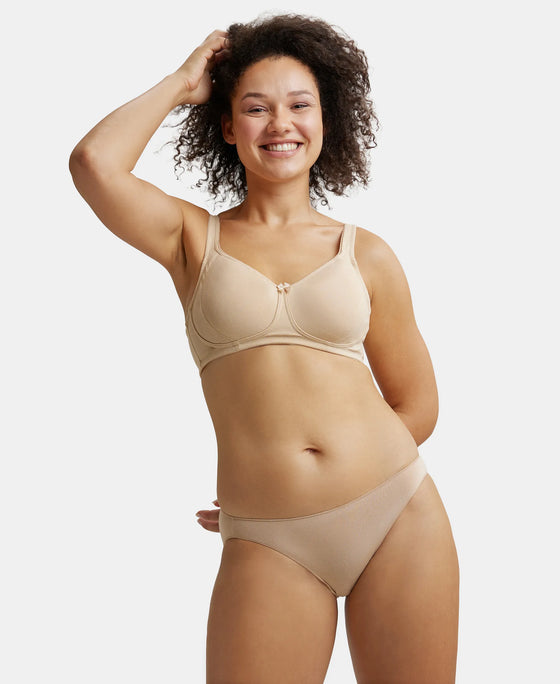 Wirefree Non Padded Super Combed Cotton Elastane Full Coverage Plus Size Bra Plush Lining Cup - Skin-6