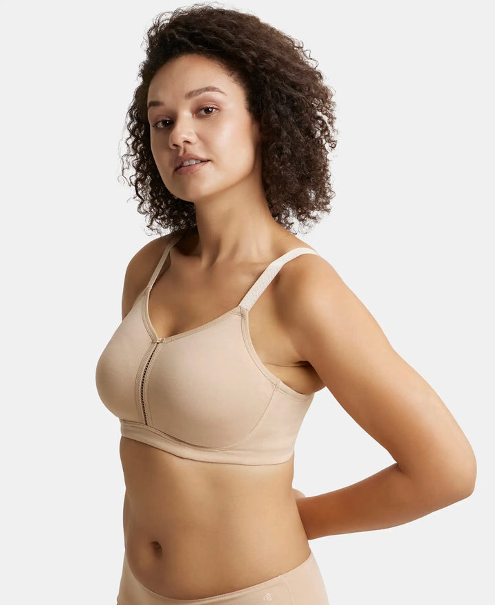 Wirefree Non Padded Super Combed Cotton Elastane Full Coverage Minimizer Bra - Light Skin-2