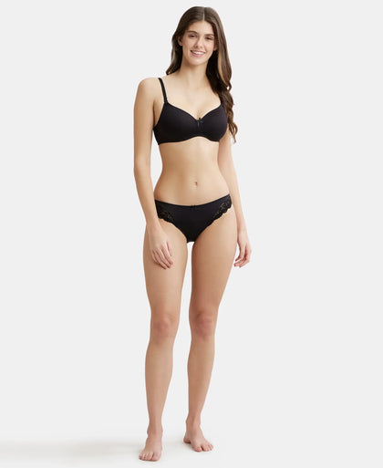 Wirefree Padded Super Combed Cotton Elastane Medium Coverage T-Shirt Bra with Detachable Straps - Black-4