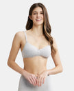 Wirefree Padded Super Combed Cotton Elastane Medium Coverage T-Shirt Bra with Detachable Straps - Steel Grey Melange-1