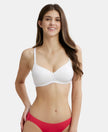 Wirefree Padded Super Combed Cotton Elastane Medium Coverage T-Shirt Bra with Detachable Straps - White-1
